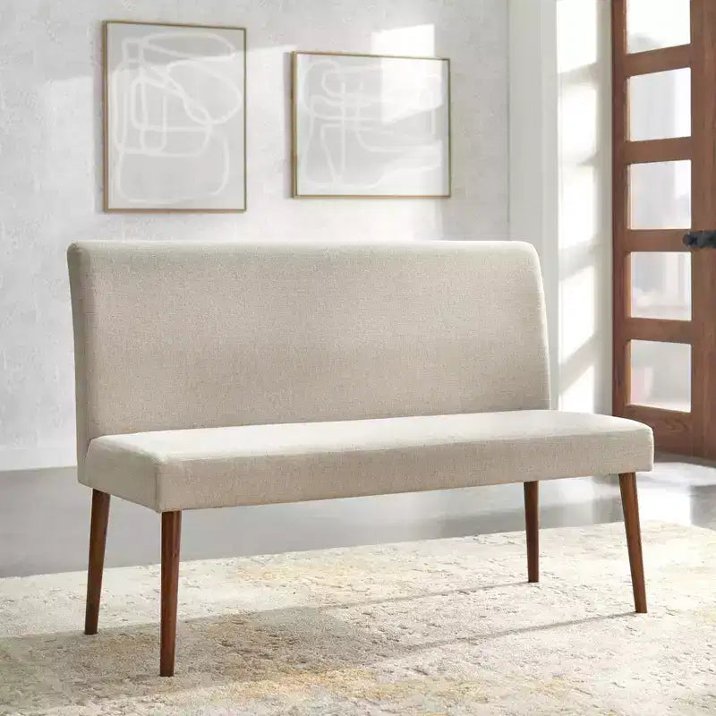 Mid Century Modern Upholstered Dining Bench