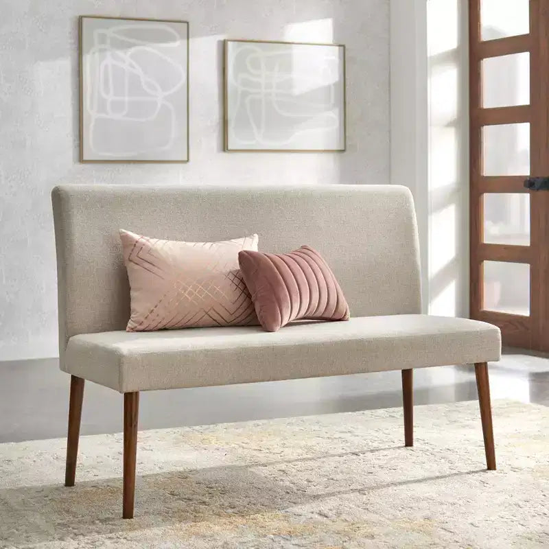 Mid Century Modern Upholstered Dining Bench