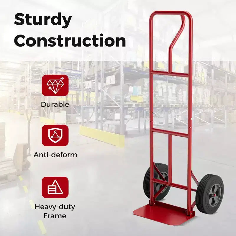 Heavy Duty Hand Truck 660lbs Capacity with Foldable Nose Plate, Black/Red