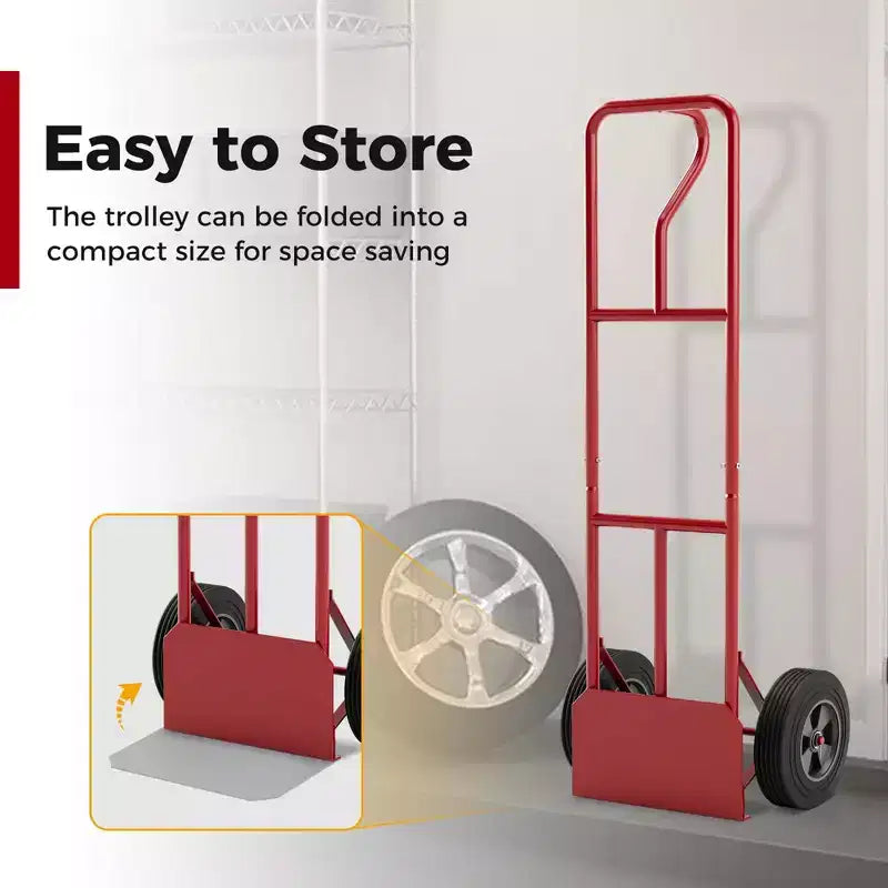 Heavy Duty Hand Truck 660lbs Capacity with Foldable Nose Plate, Black/Red