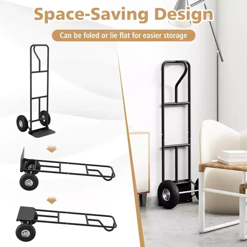 Heavy Duty Hand Truck 660lbs Capacity with Foldable Nose Plate, Black/Red