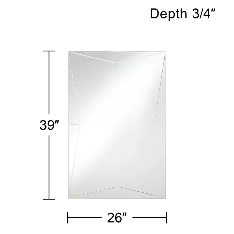 Rectangular Vanity Wall Mirror, Modern Silver Wood Metal Frame, 26" Wide