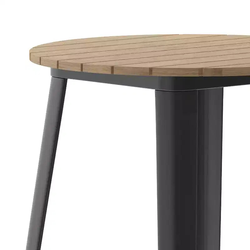 Indoor/Outdoor Bar Top Table, 30" Round All-Weather Poly Resin Top with Steel Base