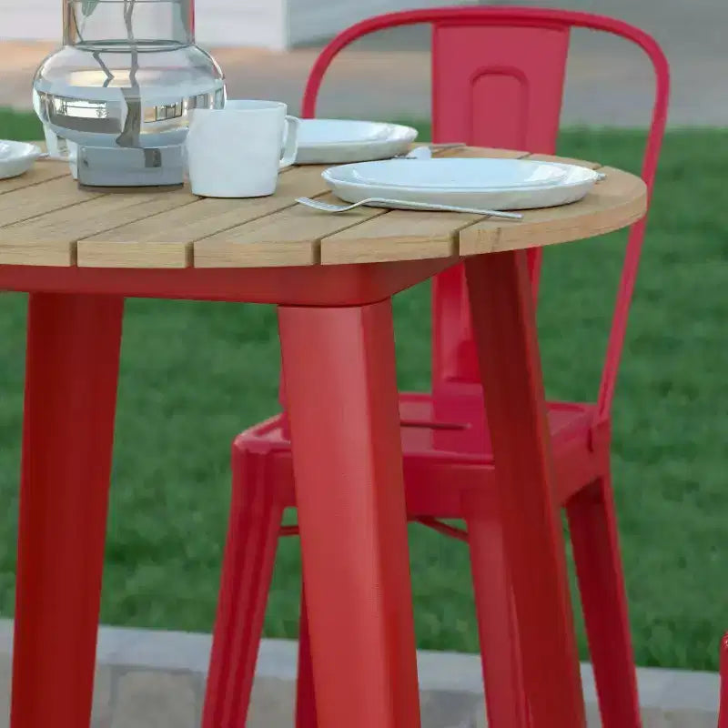 Indoor/Outdoor Bar Top Table, 30" Round All-Weather Poly Resin Top with Steel Base