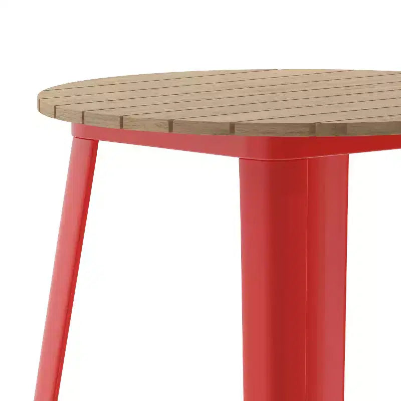 Indoor/Outdoor Bar Top Table, 30" Round All-Weather Poly Resin Top with Steel Base