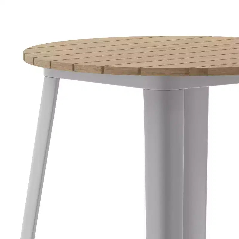 Indoor/Outdoor Bar Top Table, 30" Round All-Weather Poly Resin Top with Steel Base
