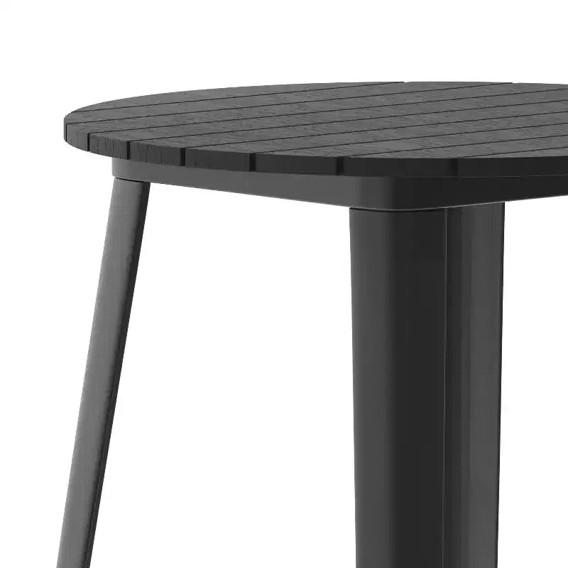 Indoor/Outdoor Bar Top Table, 30" Round All-Weather Poly Resin Top with Steel Base
