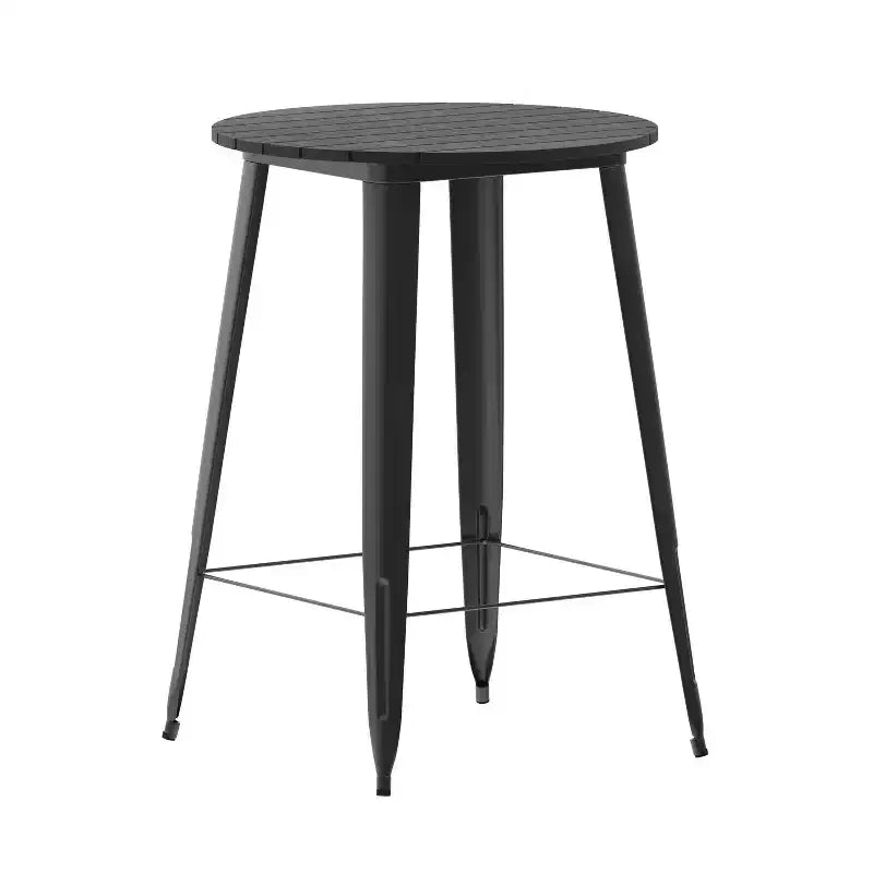 Indoor/Outdoor Bar Top Table, 30" Round All-Weather Poly Resin Top with Steel Base