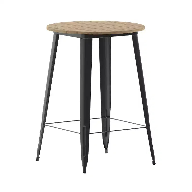 Indoor/Outdoor Bar Top Table, 30" Round All-Weather Poly Resin Top with Steel Base