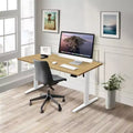 Electric Sit-Stand Desk with Tabletop — White / Maple
