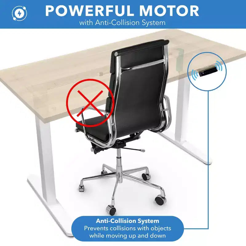 Electric Sit-Stand Desk with Tabletop — White / Maple