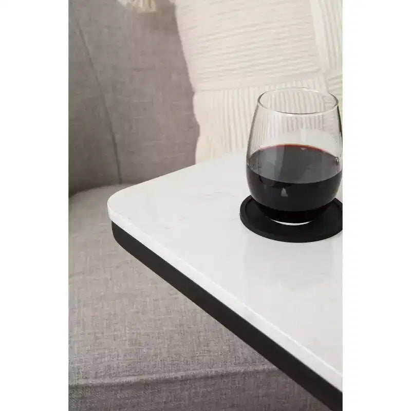 Cultured Marble and Metal Accent C-Table