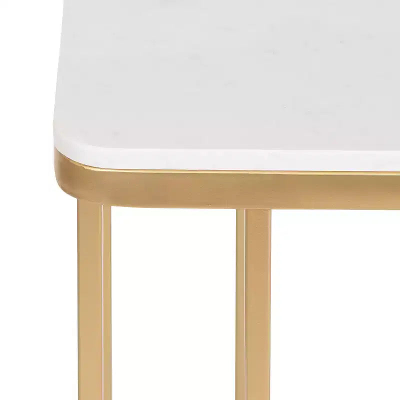 Cultured Marble and Metal Accent C-Table