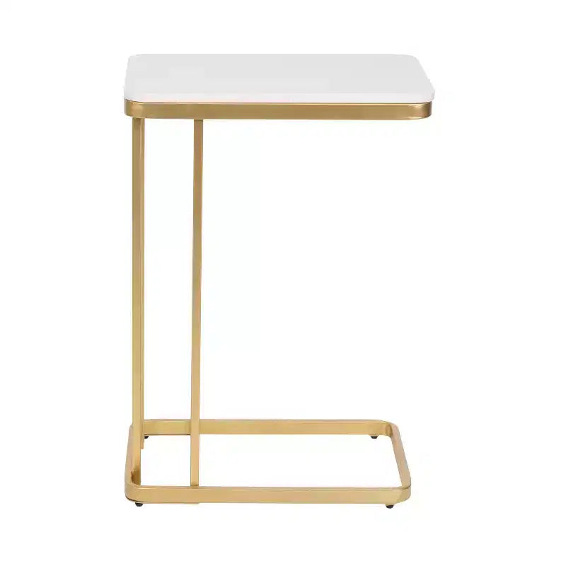 Cultured Marble and Metal Accent C-Table