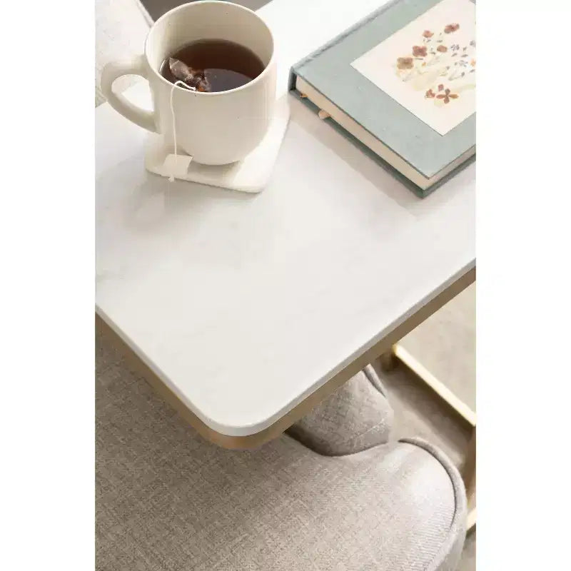 Cultured Marble and Metal Accent C-Table
