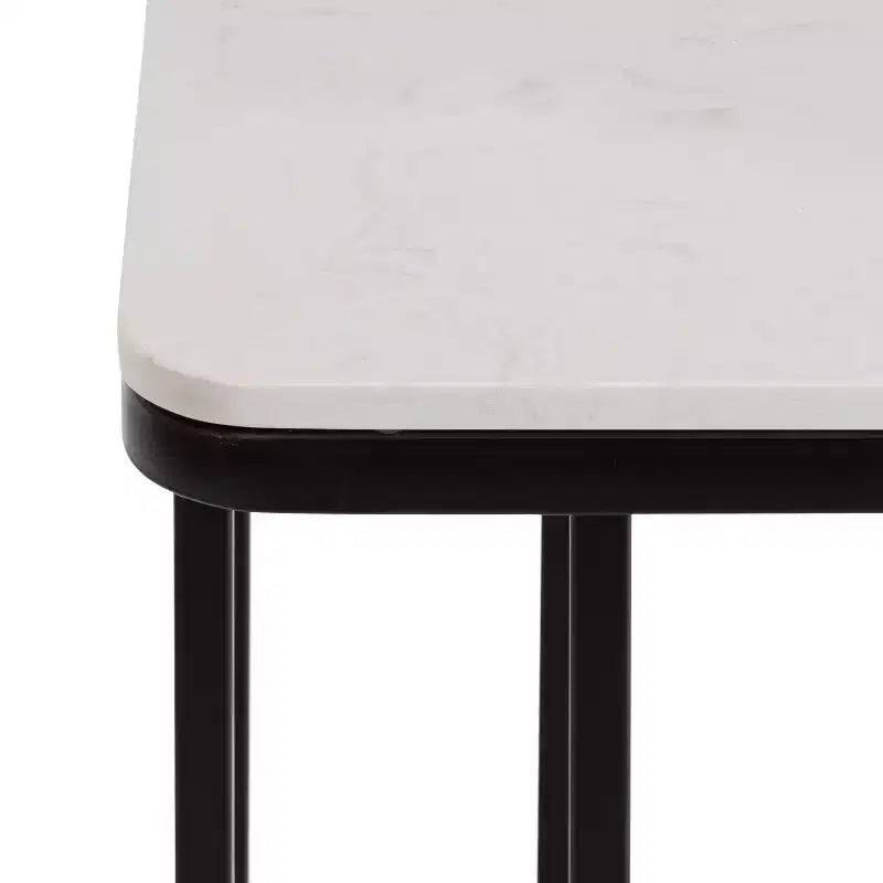 Cultured Marble and Metal Accent C-Table