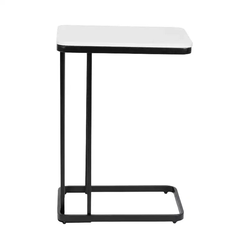 Cultured Marble and Metal Accent C-Table