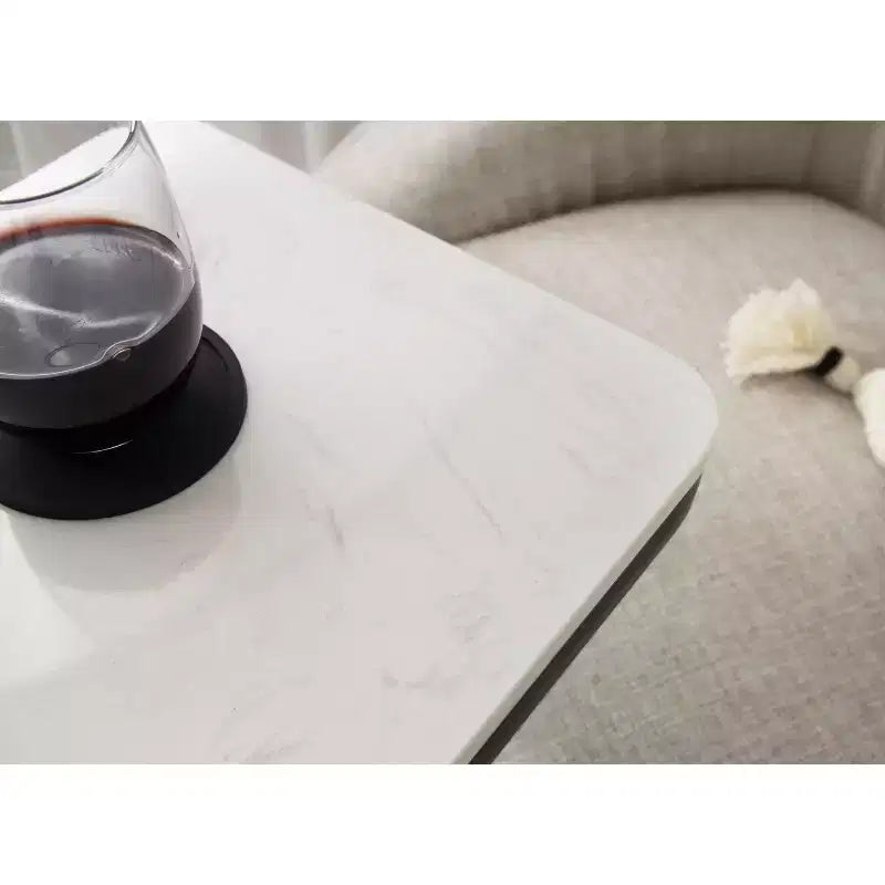 Cultured Marble and Metal Accent C-Table