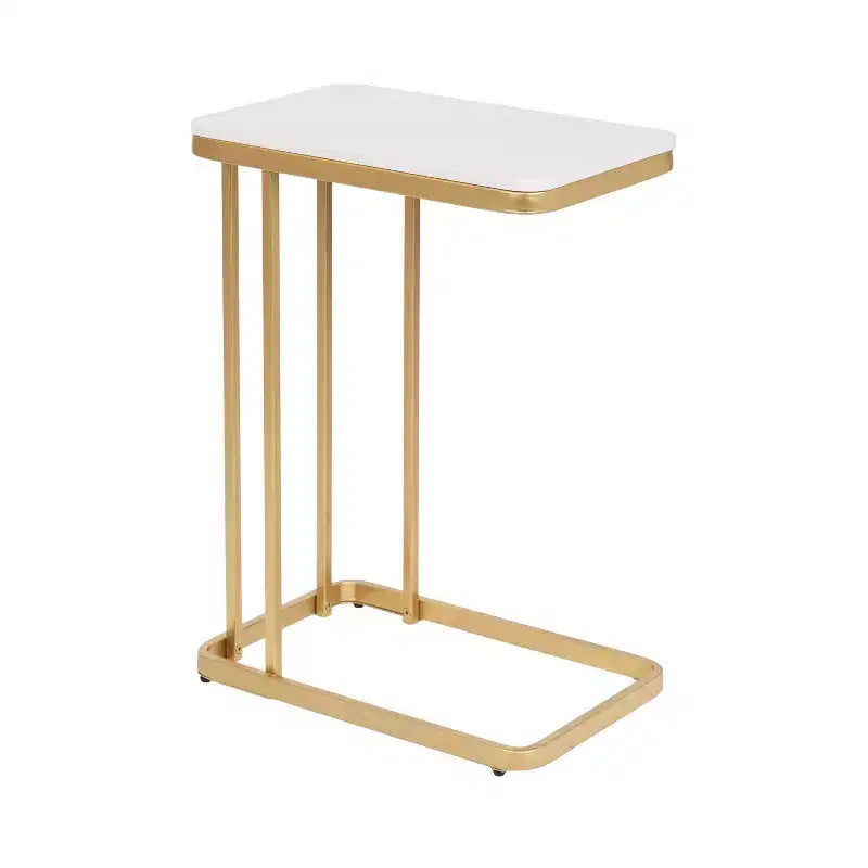 Cultured Marble and Metal Accent C-Table